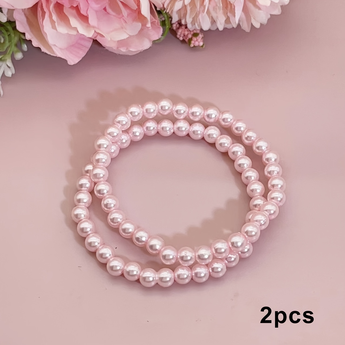 Imitation Pearl Stackable Elastic Bracelets Set, Colorful Everyday Wear
